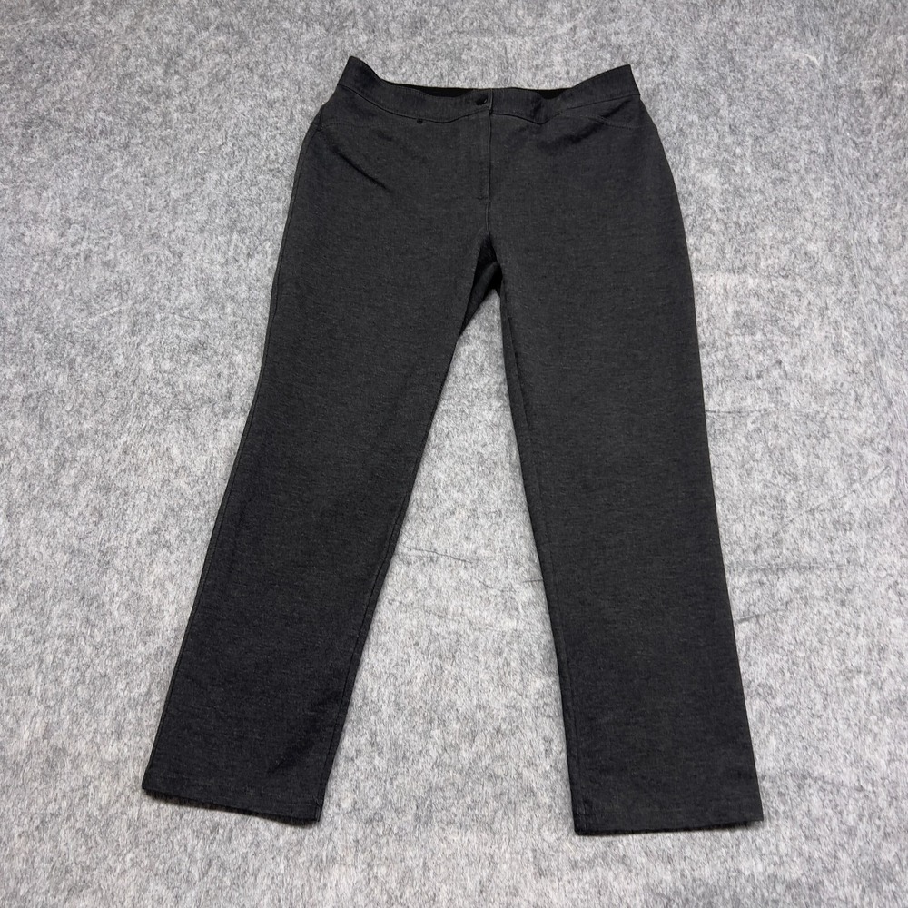 Chicos Pants Womens 1 Size 8 Black Heather Stretch Ponte Classic Preppy Casual